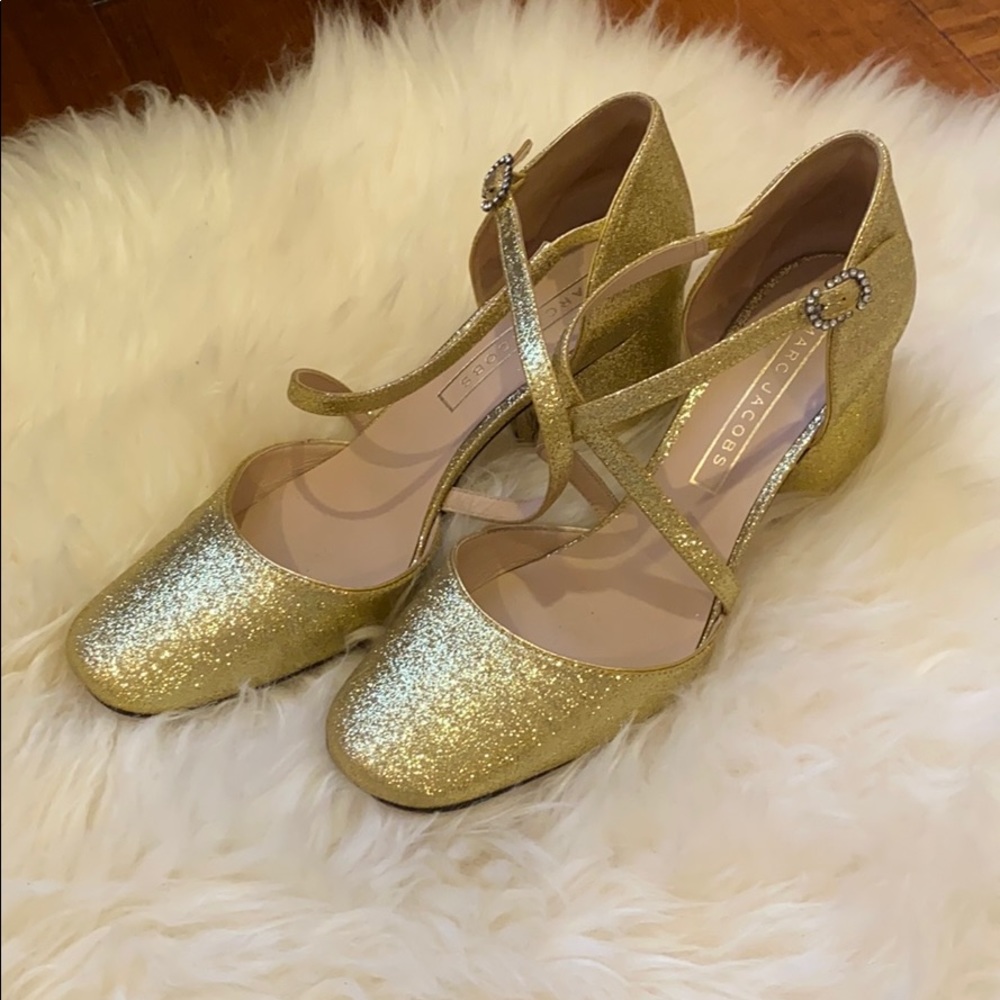 Marc Jacobs Gold Glitter Heels✨